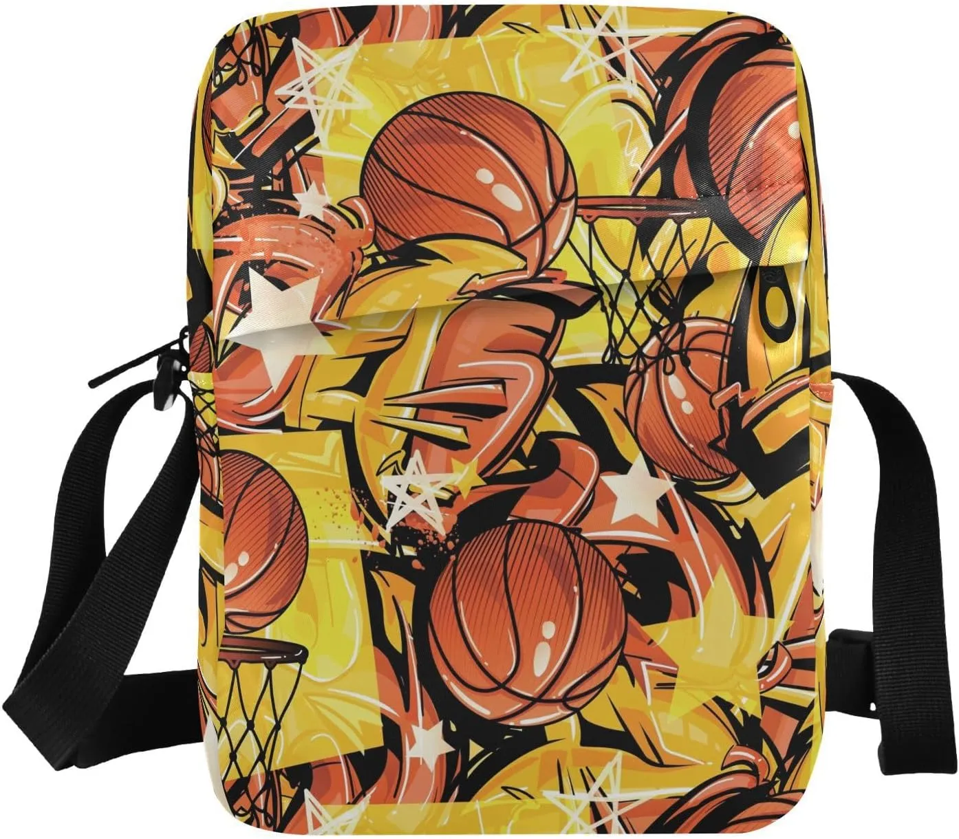 VIGTRO Small Messenger Bag Purse, Street Art Style Basketball Mini Crossbody Bag with Adjustable Strap for Women Men, Slogan Small Shoulder Bag for Travel Outdoor Sports