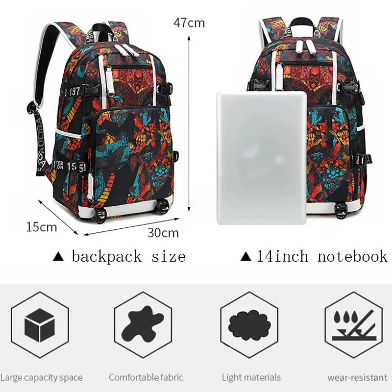 Viking Valknut USB charging Multifunction Travel Backpack - Starry Blue