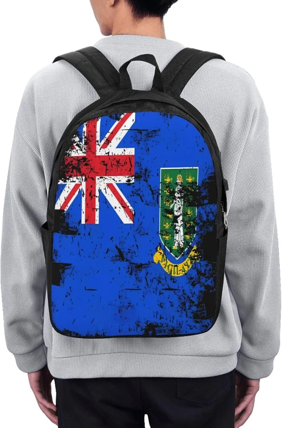 Vintage British Virgin Islands Flag Laptop Backpacks Travel Backpack Casual Business Daypack Sport Rucksack Computer Bag Fits up to 17 Inch Notebook with USB Port