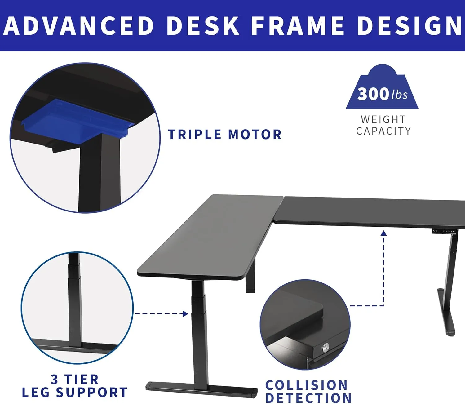 VIVO Electric Height Adjustable 83 x 60 inch Corner Stand Up Desk, 2 Dark Gray Solid Table Tops, White Frame, Memory Controller, L-Shaped Workstation, 3E Series, DESK-KIT-3E8WG