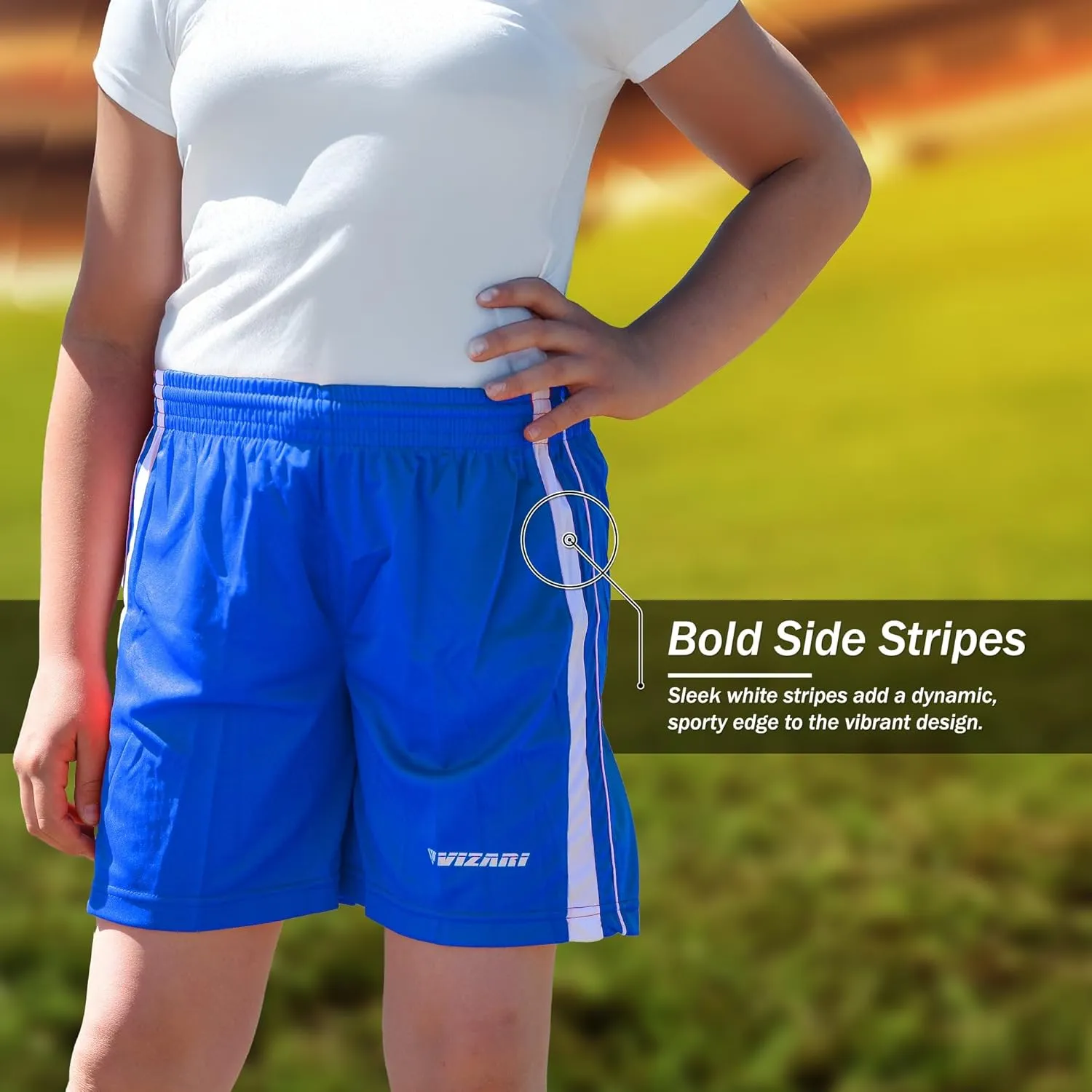 Vizari Athletic Shorts for Youth | Breathable Polyester Perfect for Soccer, Gym, Running, and Sports Play