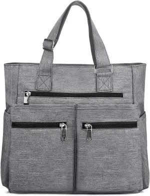 VOLGANIK ROCK Canvas Tote Bag Waterproof Nylon Multi Pocket Shoulder Bags Laptop Work Bag Teacher Purse Handbag for Women Men