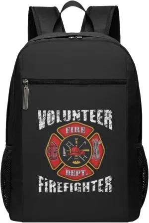 Volunteer Firefighters Travel Laptop Backpack, Business Anti Theft Slim Sturdy Laptops Backpacks, College Computer Bag Gift for Men & Women Fits 17 Inch Notebook,Black