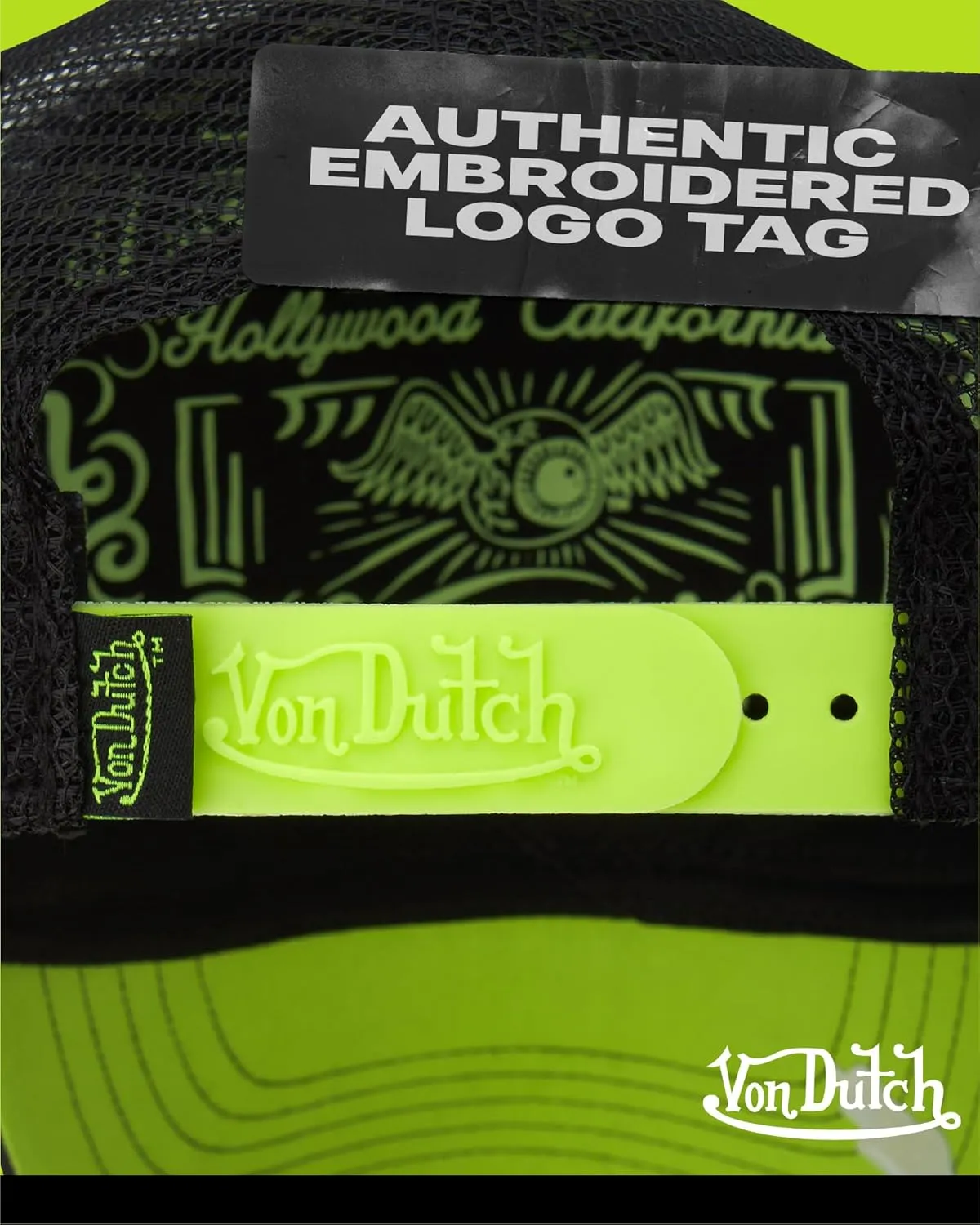 Von Dutch Monogram Trucker Cap - Retro Snapback Cap for Men and Women - Adjustable Snap Fit Panel, Mesh Rear, Curved Bill
