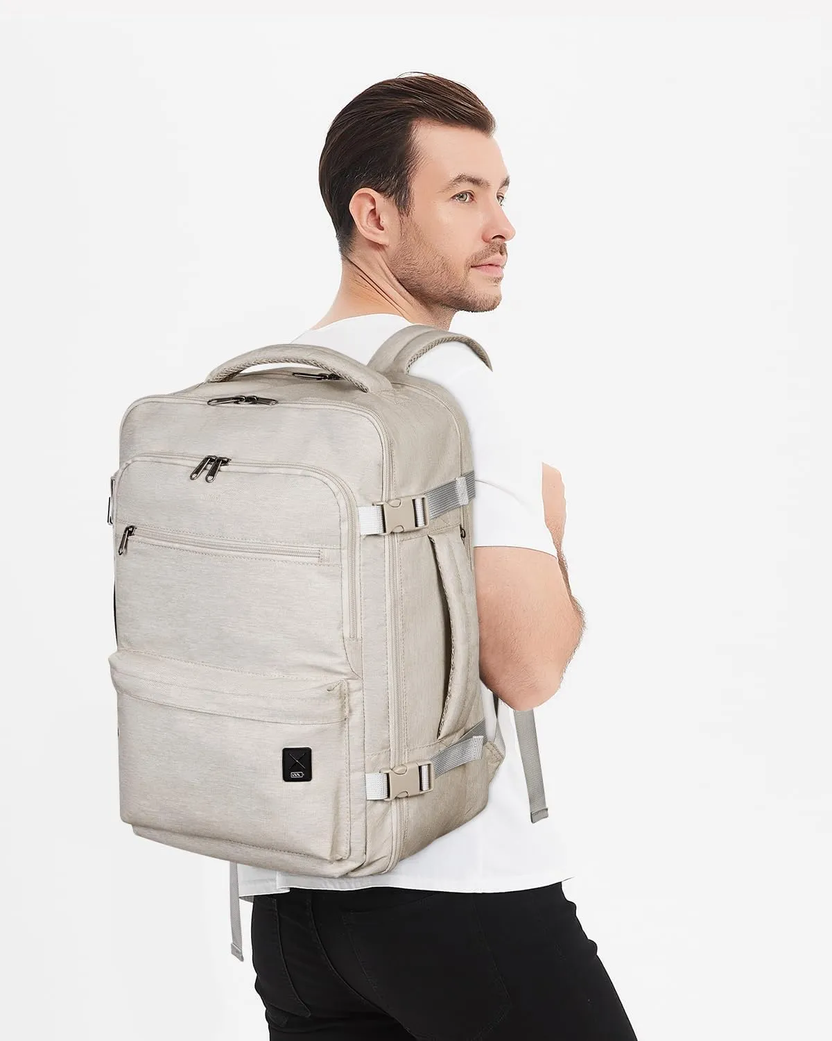 WANDF Travel Backpack For Spirit Airlines Personal Item Bag 18x14x8 with Wet Pocket, 17 Inch Laptop Backpack for Men Women（White）