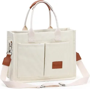 WantGor Tote Bag for Women, Canvas Crossbody Bags Shoulder Handbag Work Laptop Purse Messenger Hobo Satchel with Multi-pocket