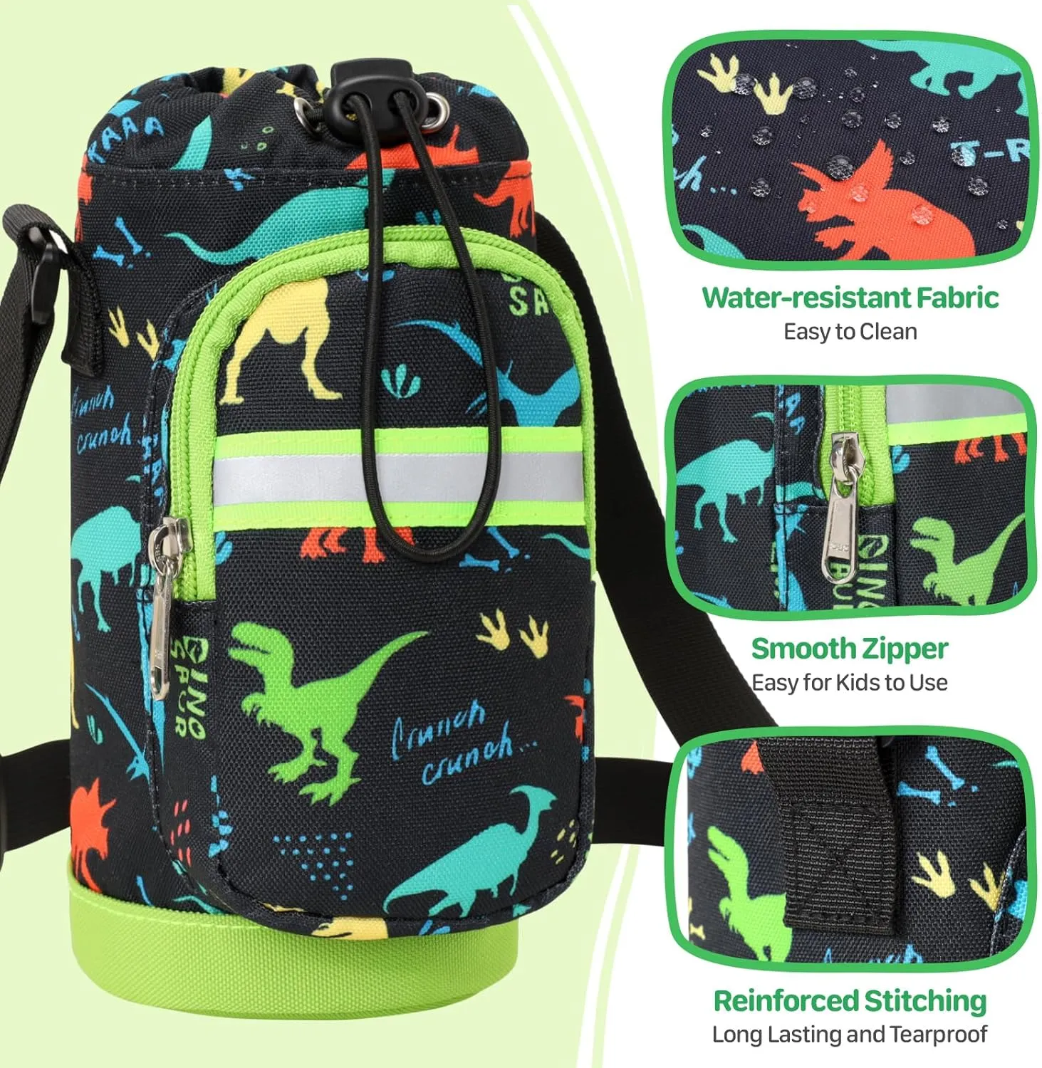 Water Bottle Carrier for Kids - Water Bottle Holder with Strap, Boys Girls Water Bottle Sling Bag for 10/12/14/16/18Oz Water Bottles Walking Hiking Camping (Height 8" Diameter 3.5")
