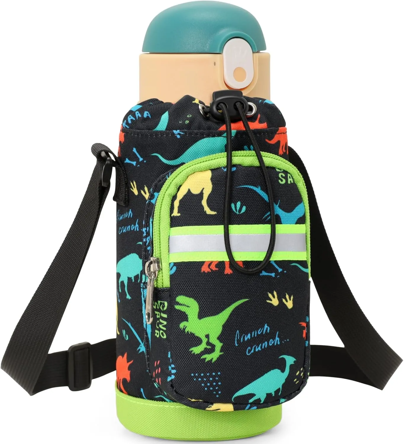 Water Bottle Carrier for Kids - Water Bottle Holder with Strap, Boys Girls Water Bottle Sling Bag for 10/12/14/16/18Oz Water Bottles Walking Hiking Camping (Height 8" Diameter 3.5")