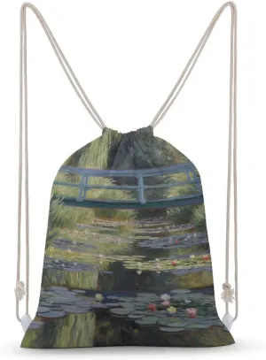 Water Lily Pond Drawstring Backpack for Women Men Drawstring Bag for Travel Swimming Sports Gym Bag