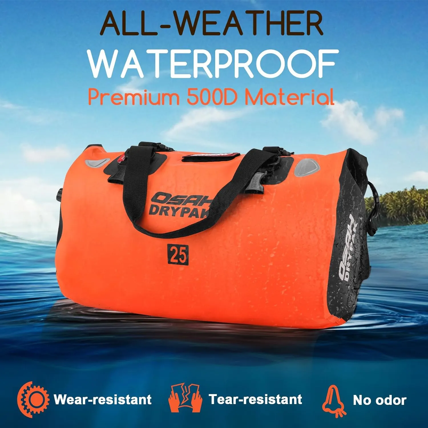 Waterproof Duffel Bag - Motorcycle Dry Bag Tail Bag with Large Storage Space, Waterproof Luggage Duffle Bags with Outer Mesh Zipper Pocket for Camping, Kayaking, Fishing & Traveling