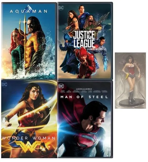 Wave Next Superhero Bolt Blast 4 Comic League DC Collection: Aquaman/ Justice League/ Wonder Woman/ Man of Steel [DVD, 2-Pack]   Bonus: Wonder Woman Collectible Action Figure Exclusive