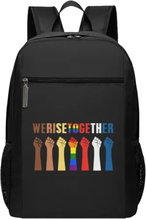 We Rise Together Equality Social Justice Travel Laptop Backpack, Business Anti Theft Slim Sturdy Laptops Backpacks, College Computer Bag Gift for Men & Women Fits 17 Inch Notebook,Black