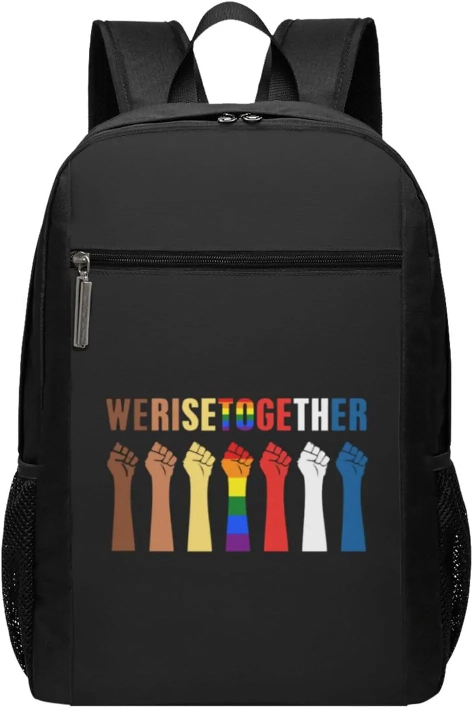 We Rise Together Equality Social Justice Travel Laptop Backpack, Business Anti Theft Slim Sturdy Laptops Backpacks, College Computer Bag Gift for Men & Women Fits 17 Inch Notebook,Black
