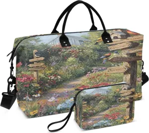 Weekender Bags Travel Duffel Gym Bag Garden Birds Carry on Overnight Tote Bag with Toiletry Bag for Airplane Travel Trip Gym Yoga