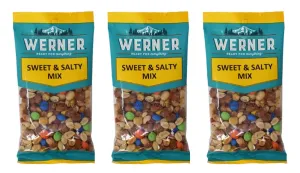 Werner Sweet and Salty Snack Mix Pack of 3 – Salty Peanut Trail Mix with Chocolate 6 Ounce Bags