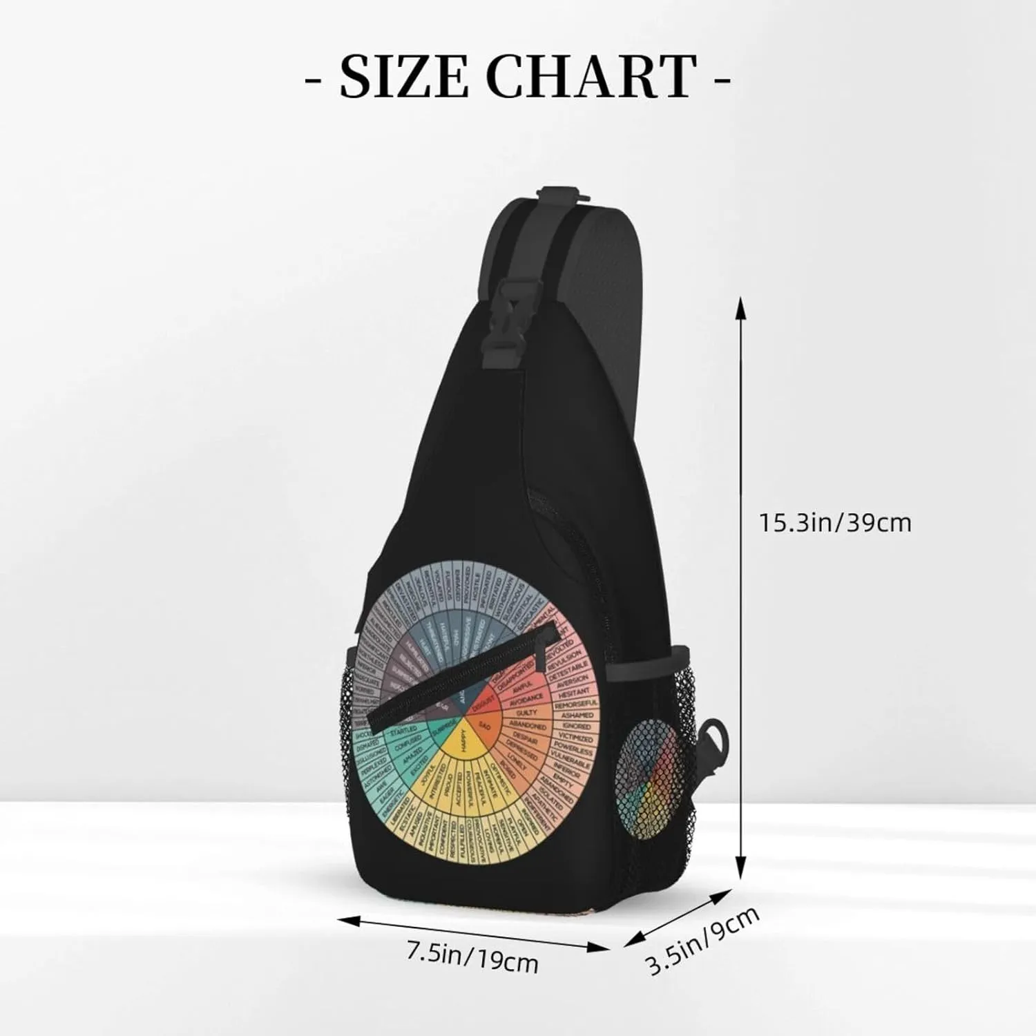 Wheel Of Emotions Crossbody Bag Cross Chest Bag Adjustable Sling Backpack Sports Gym Shoulder Bags Travel Cycling Daypack Diagonally Casual Rucksack