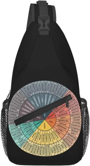 Wheel Of Emotions Crossbody Bag Cross Chest Bag Adjustable Sling Backpack Sports Gym Shoulder Bags Travel Cycling Daypack Diagonally Casual Rucksack