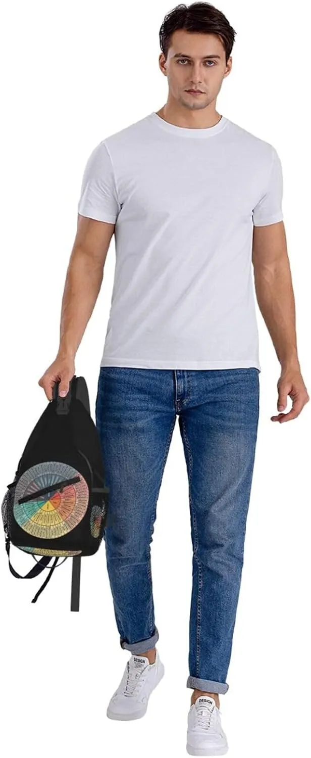 Wheel Of Emotions Crossbody Bag Cross Chest Bag Adjustable Sling Backpack Sports Gym Shoulder Bags Travel Cycling Daypack Diagonally Casual Rucksack