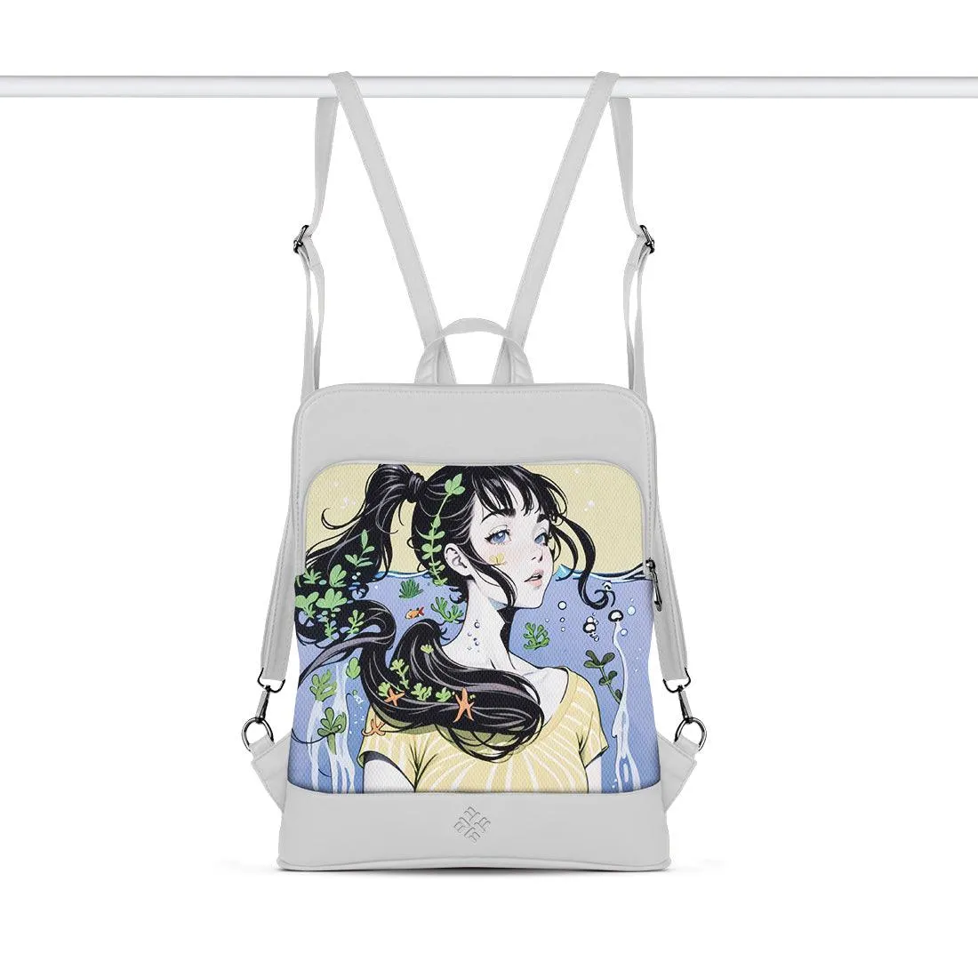 White Laptop Backpack  Young Beauty