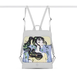 White Laptop Backpack  Young Beauty