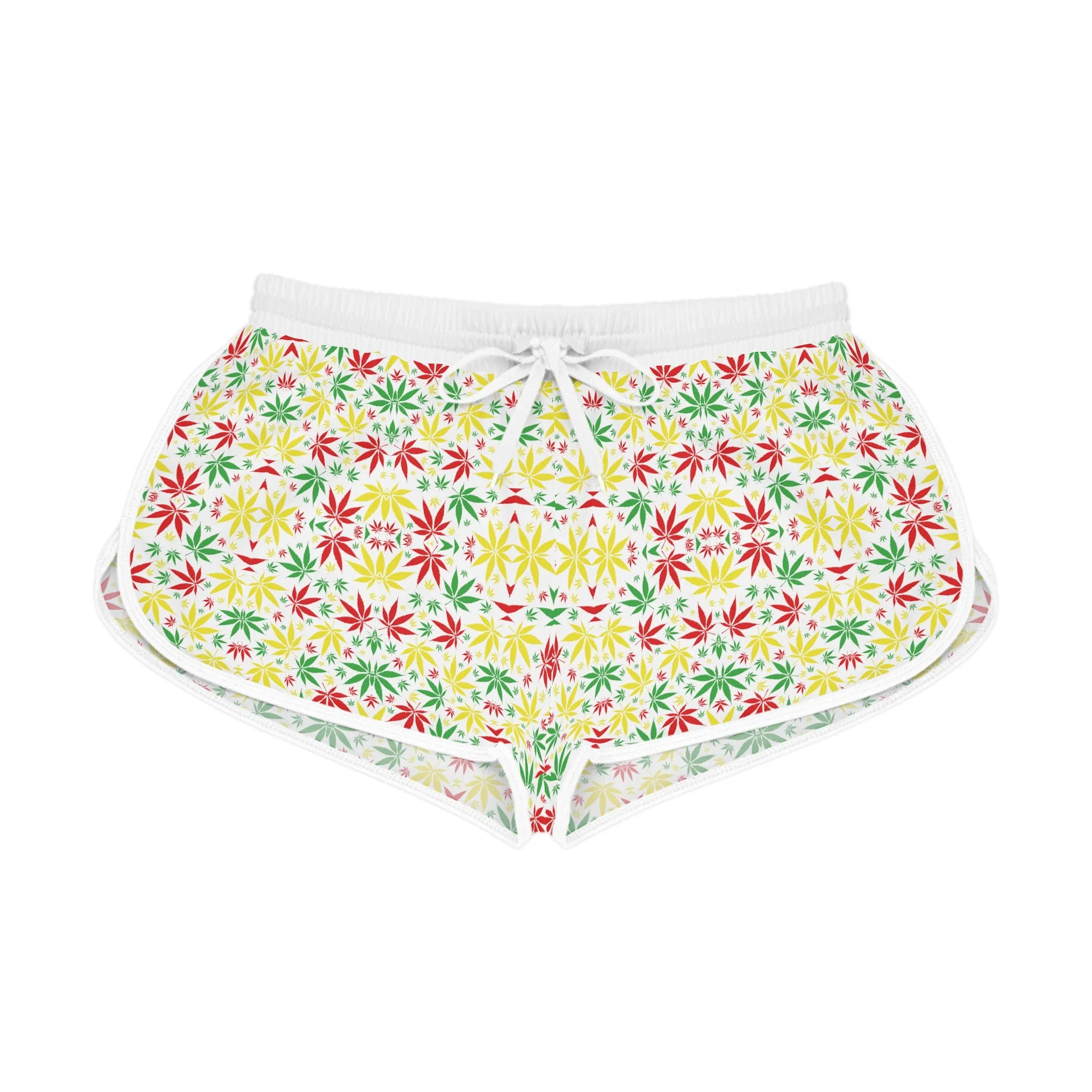 White Tropical Rasta Toned Relaxed Gym Shorts