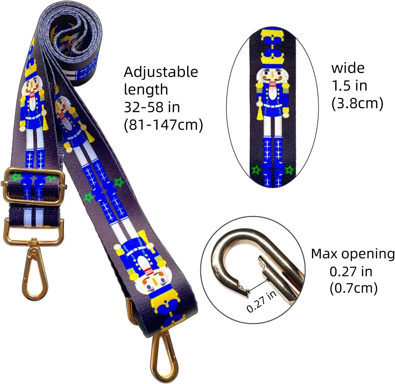 Wide Shoulder Strap purse Adjustable Replacement Belt Crossbody Canvas Bag Handbag Gift for women(W1.5 L32-58")
