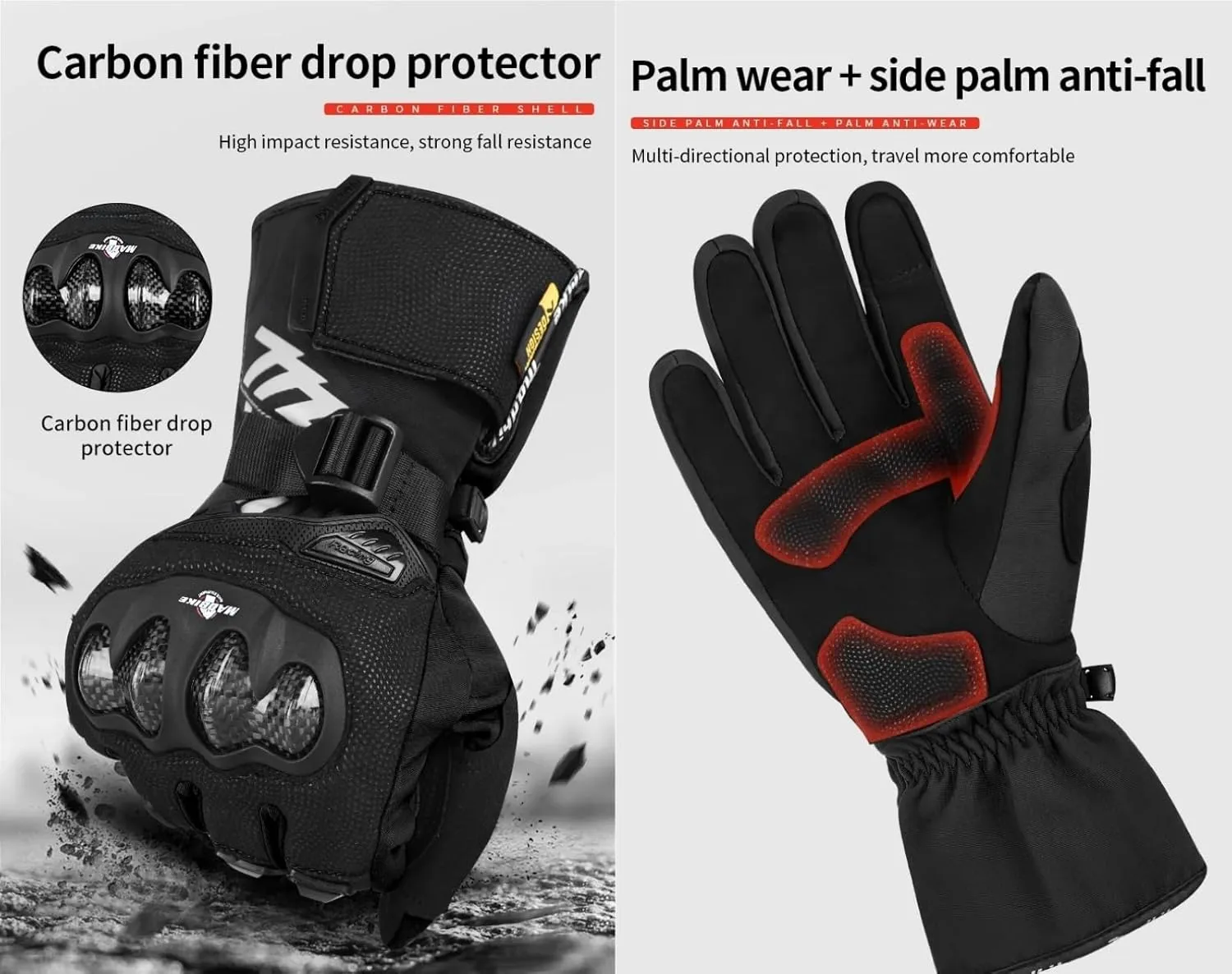 Winter Motorcycle Gloves, Touchscreen Rainproof Riding Gloves Ski Snowboard Cold Weather Warm Gloves for Men Women Adventure Touring ATV Mitts Scooter Snowmobile Cycling