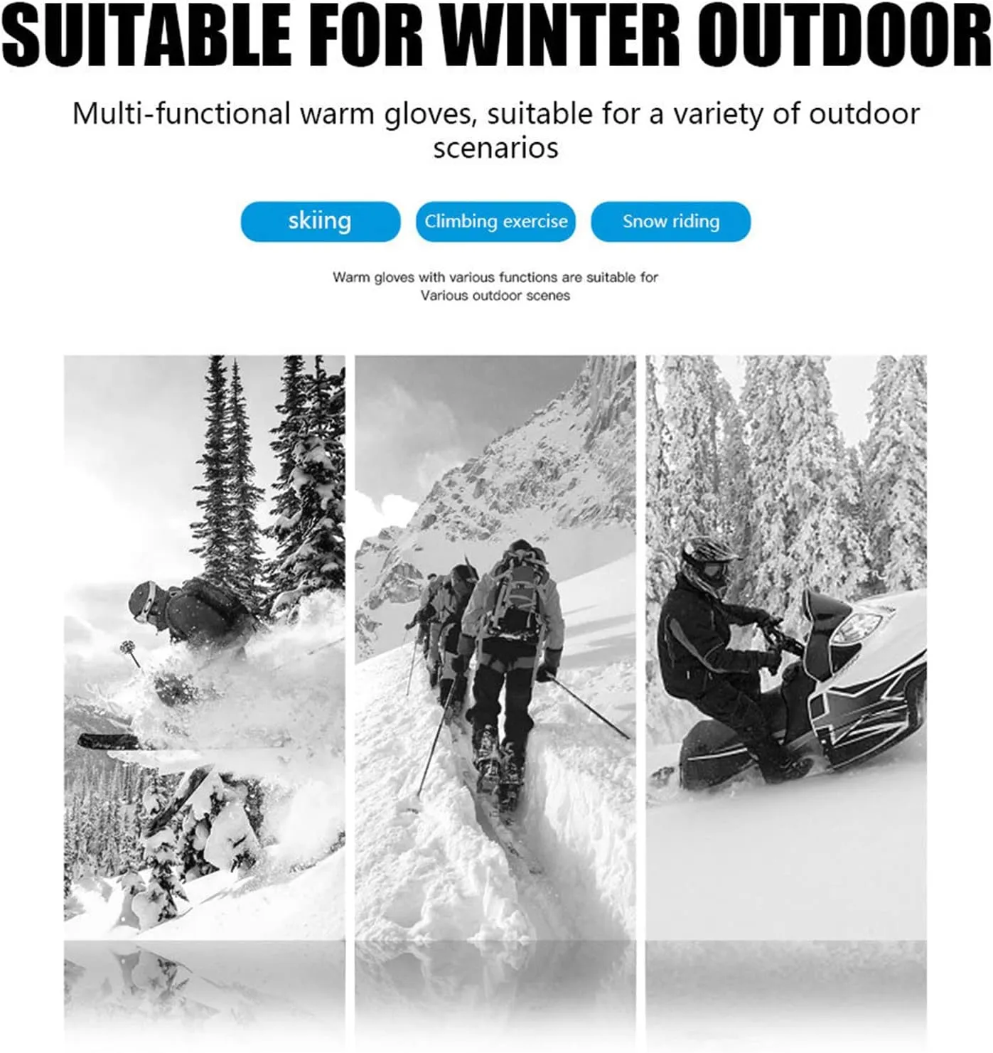 Winter Motorcycle Gloves, Touchscreen Rainproof Riding Gloves Ski Snowboard Cold Weather Warm Gloves for Men Women Adventure Touring ATV Mitts Scooter Snowmobile Cycling