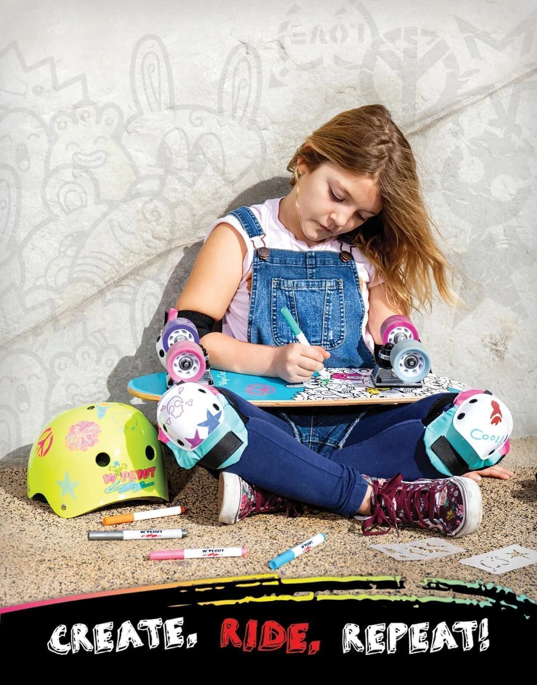 Wipeout Dry Erase Kids Helmet – Ideal for Bike, Skate, Scooter, in-Line Skating and Rollerblading