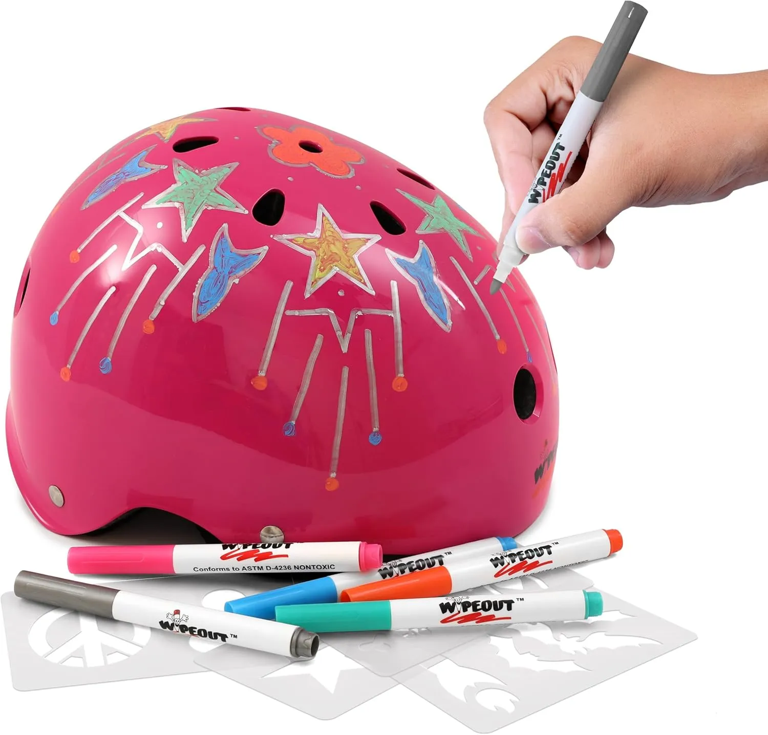 Wipeout Dry Erase Kids Helmet – Ideal for Bike, Skate, Scooter, in-Line Skating and Rollerblading