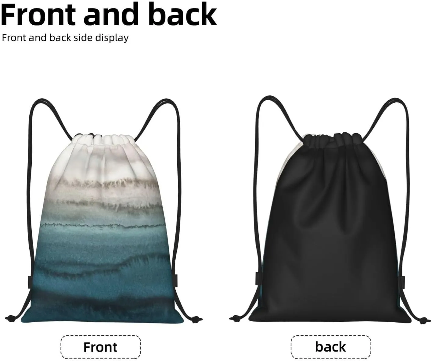 Within The Tides Print Drawstring Backpack,Foldable Gym Sack For Sports,Travel,Yoga,Hiking,Adjustable