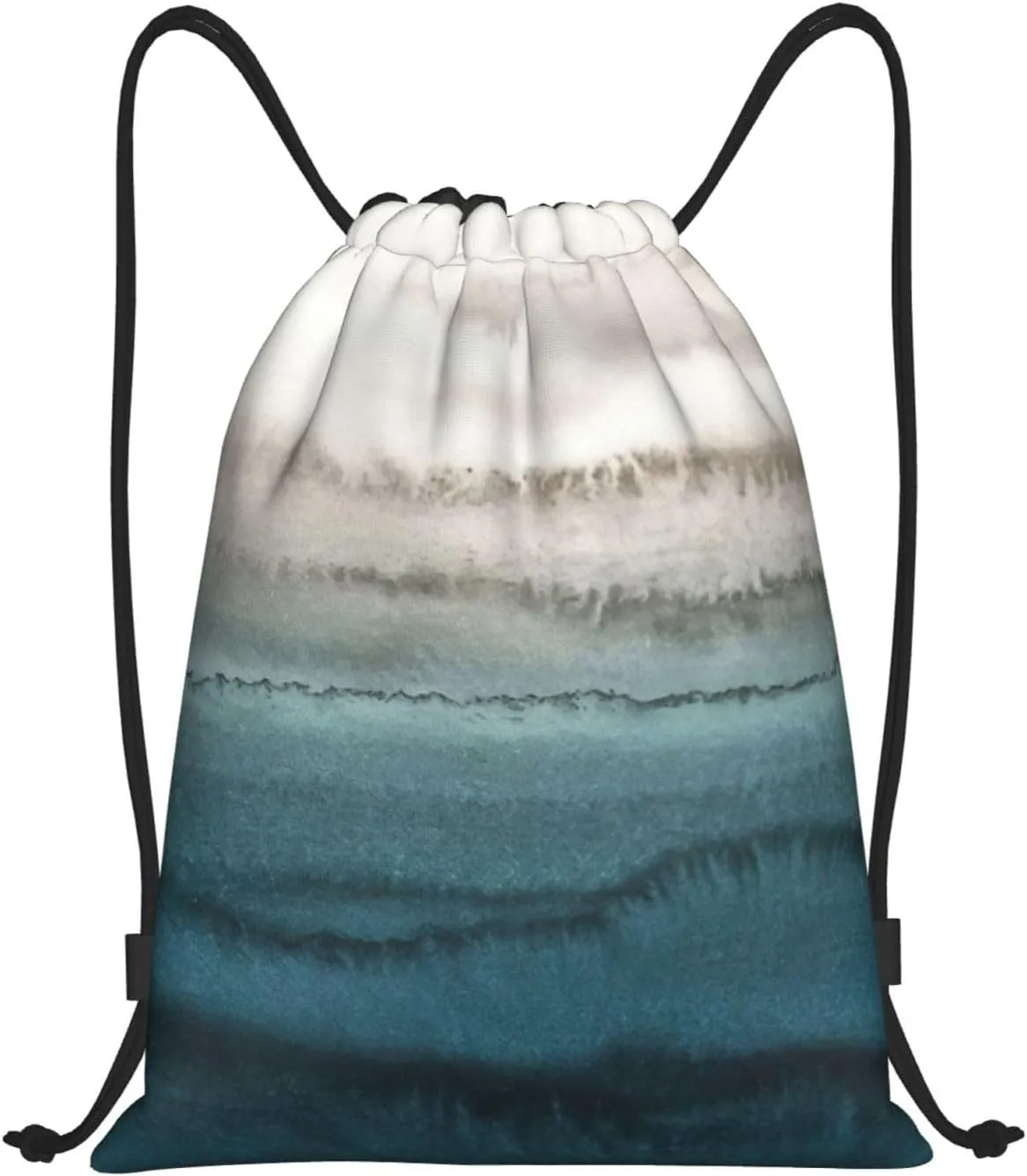 Within The Tides Print Drawstring Backpack,Foldable Gym Sack For Sports,Travel,Yoga,Hiking,Adjustable