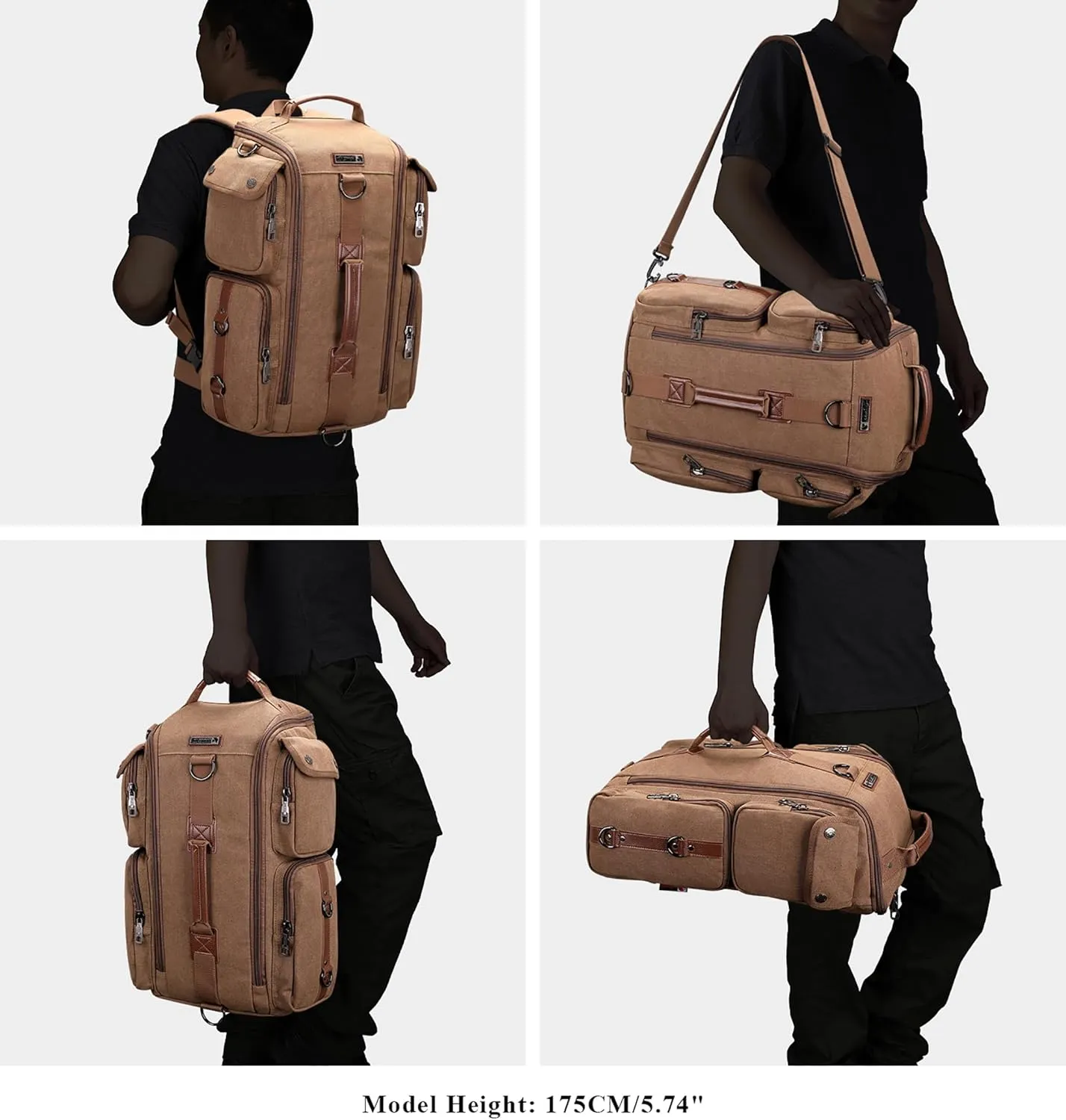 WITZMAN Travel Backpack for Men and Women Carry On Canvas Backpack Duffel Bag for Airplanes Fit 17 Inch Laptop