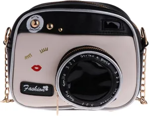 Women Fashion Camera Shape Small Shoulder Bag Crossbody Handbag Messenger Purse Artificial Leather, Metal Chain,, As Pic Shows