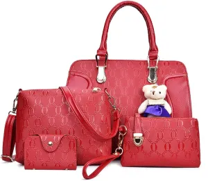 Women Fashion Handbag Tote Bag 4pcs Set Top Handle Satchel PU Shoulder Bag Purse