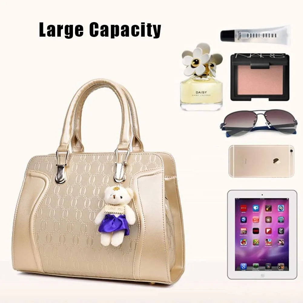 Women Fashion Handbag Tote Bag 4pcs Set Top Handle Satchel PU Shoulder Bag Purse