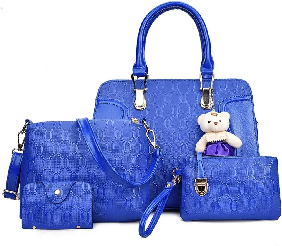 Women Fashion Handbag Tote Bag 4pcs Set Top Handle Satchel PU Shoulder Bag Purse