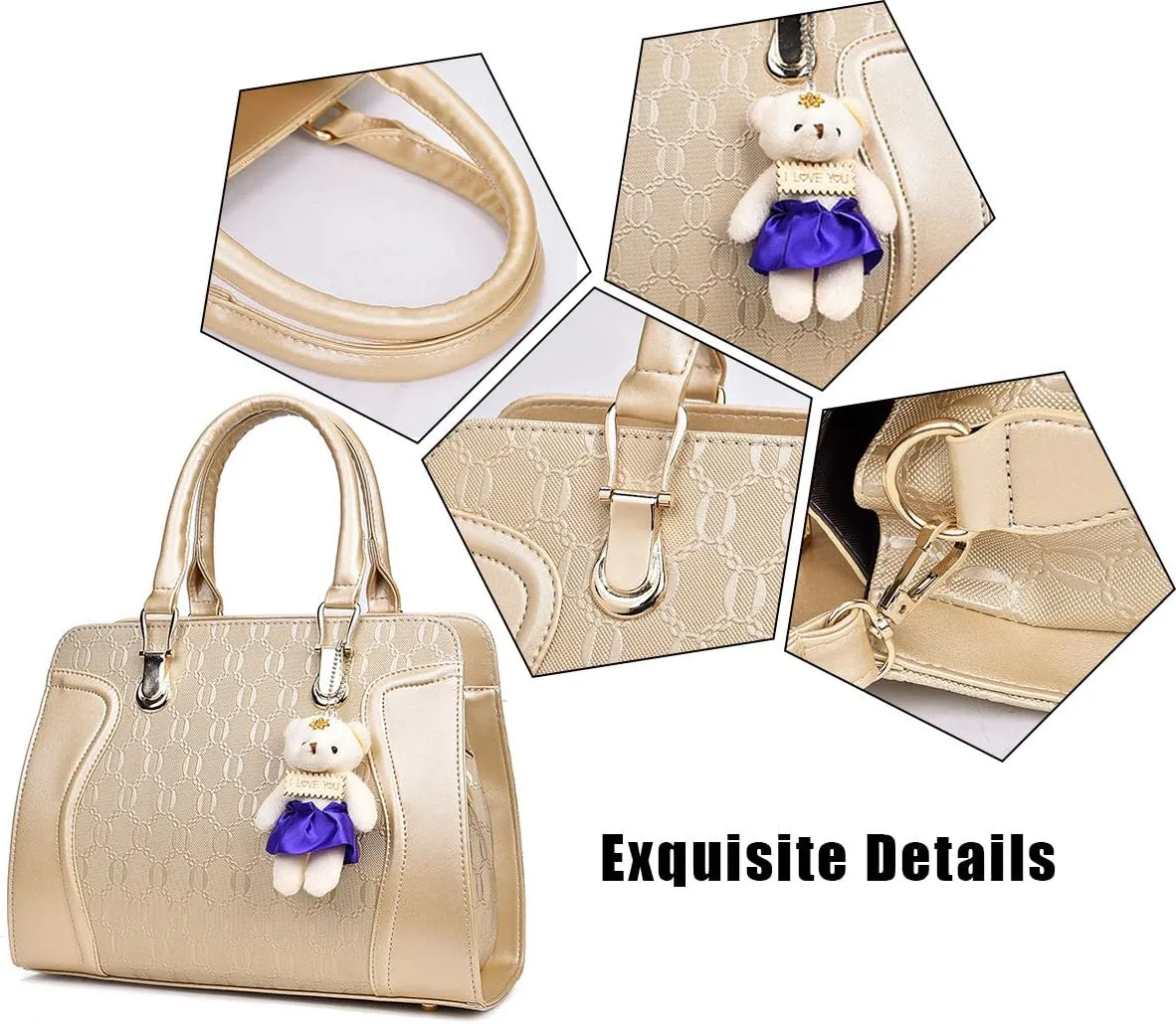 Women Fashion Handbag Tote Bag 4pcs Set Top Handle Satchel PU Shoulder Bag Purse