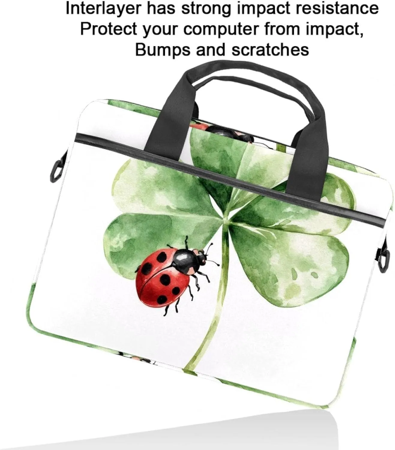 Women Laptop Bag St Patrick Day Nature Plants Four Leaf Clovers Laptop Computer Bag Work Tote Bag Shoulder Messenger Bag