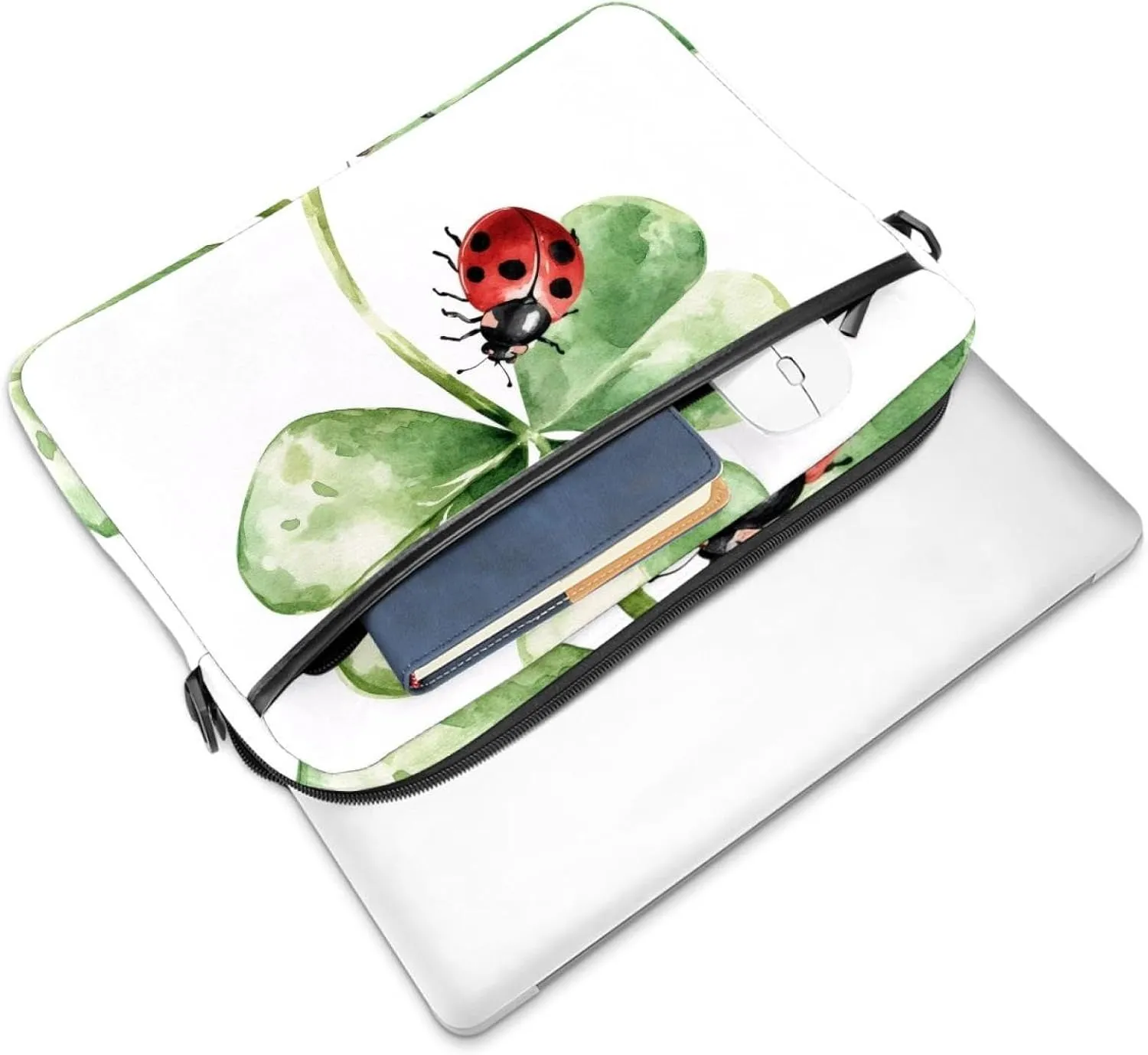 Women Laptop Bag St Patrick Day Nature Plants Four Leaf Clovers Laptop Computer Bag Work Tote Bag Shoulder Messenger Bag