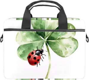 Women Laptop Bag St Patrick Day Nature Plants Four Leaf Clovers Laptop Computer Bag Work Tote Bag Shoulder Messenger Bag