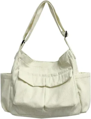 Women Men Crossbody Shoulder Bag Large Tote Bag with Multiple Pockets Canvas Messenger Tote Bag for Women and Men