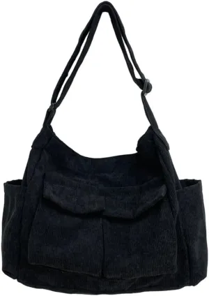Women Men Crossbody Shoulder Bag Large Tote Bag with Multiple Pockets Canvas Messenger Tote Bag for Women and Men