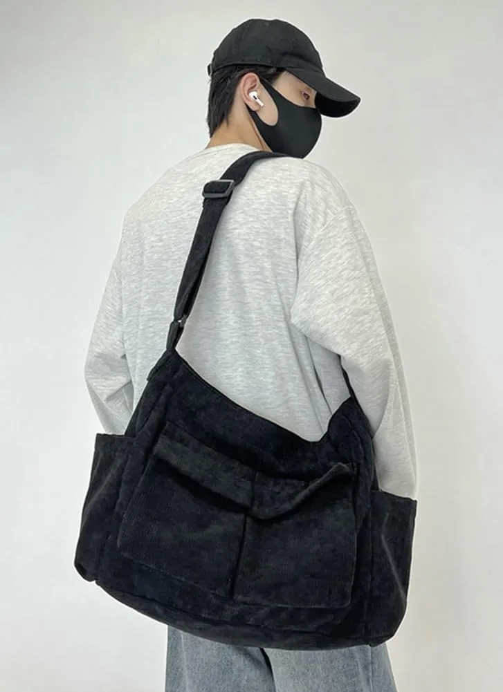 Women Men Crossbody Shoulder Bag Large Tote Bag with Multiple Pockets Canvas Messenger Tote Bag for Women and Men