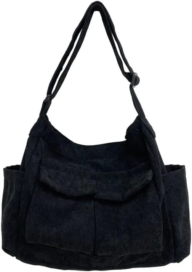 Women Men Crossbody Shoulder Bag Large Tote Bag with Multiple Pockets Canvas Messenger Tote Bag for Women and Men