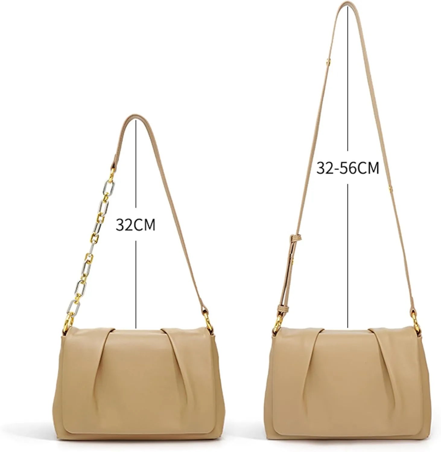 Women Ruched Cloud Handbag Female Flap Underarm Shoulder Bag Messenger Bag Female Chain Shoulder Bag