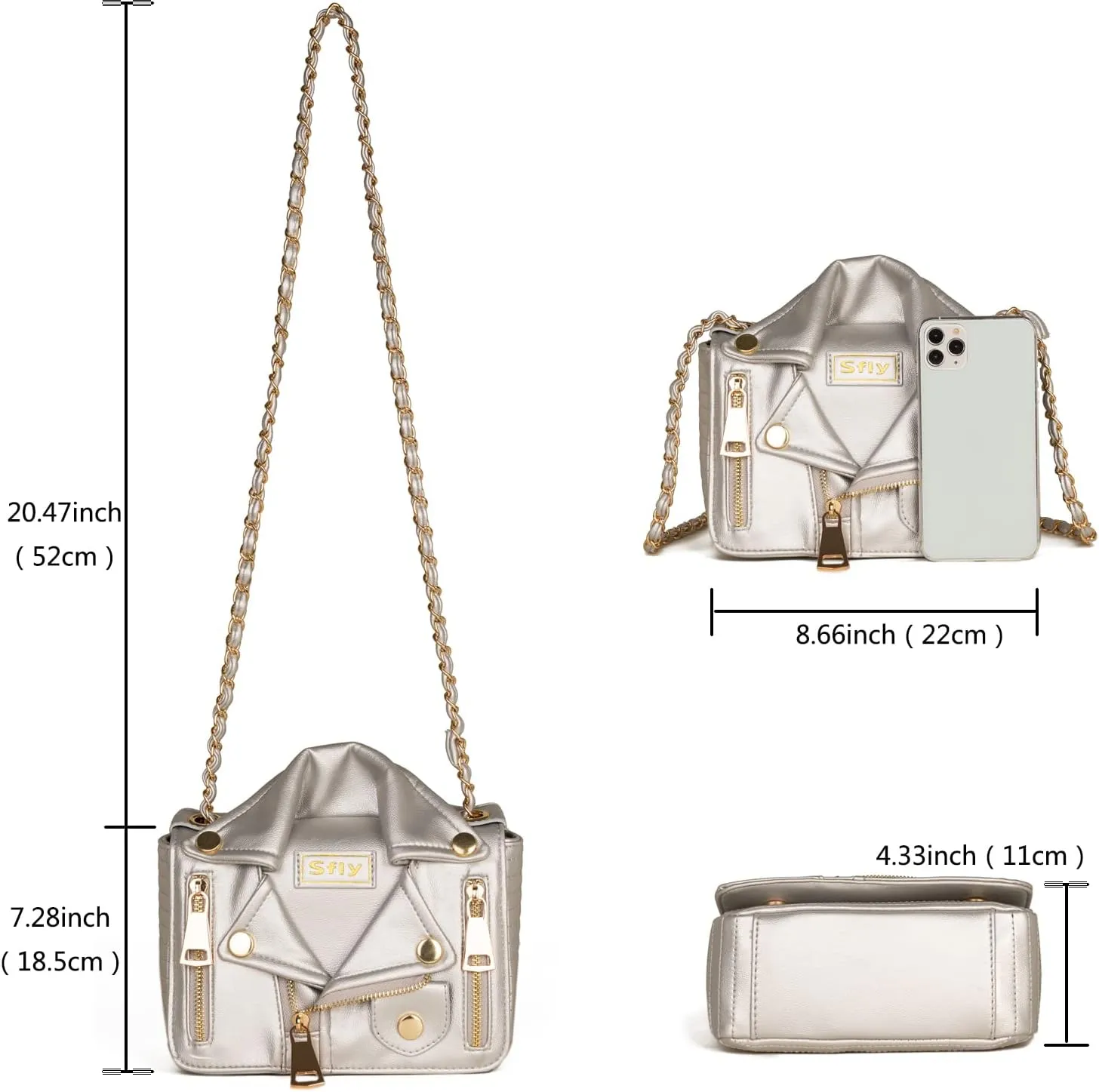 Women Satchel Chain Strap Shoulder Bag Leather Crossbody Handbags Ladies Evening Clutch Purse Unique Cute Jacket Bag