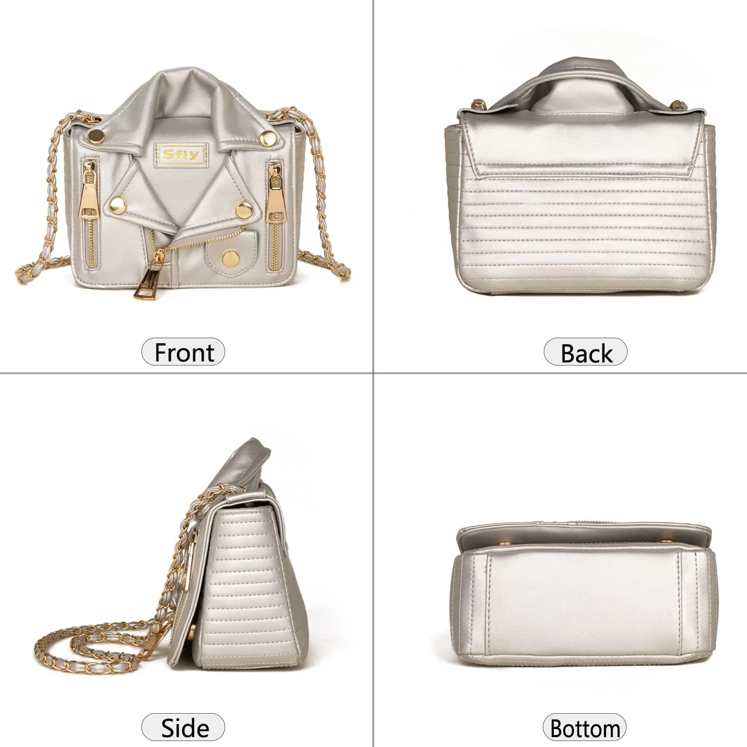 Women Satchel Chain Strap Shoulder Bag Leather Crossbody Handbags Ladies Evening Clutch Purse Unique Cute Jacket Bag