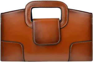 Women Vintage Flap Tote Top Handle Satchel Handbags PU Leather Clutch Purse Casual Messenger Chain Shoulder Crossbody Brown