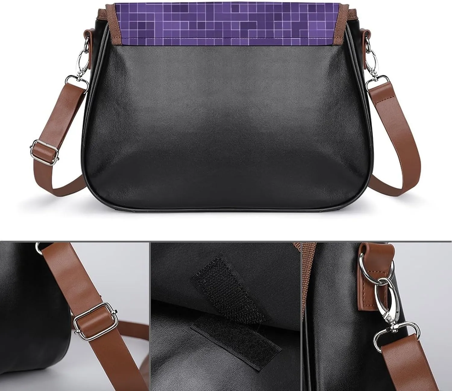 Women's Bag Crab Print Adjustable Shoulder Strap Shoulder Bag Multi-Pocket Magic Buckle Crossbody Bag